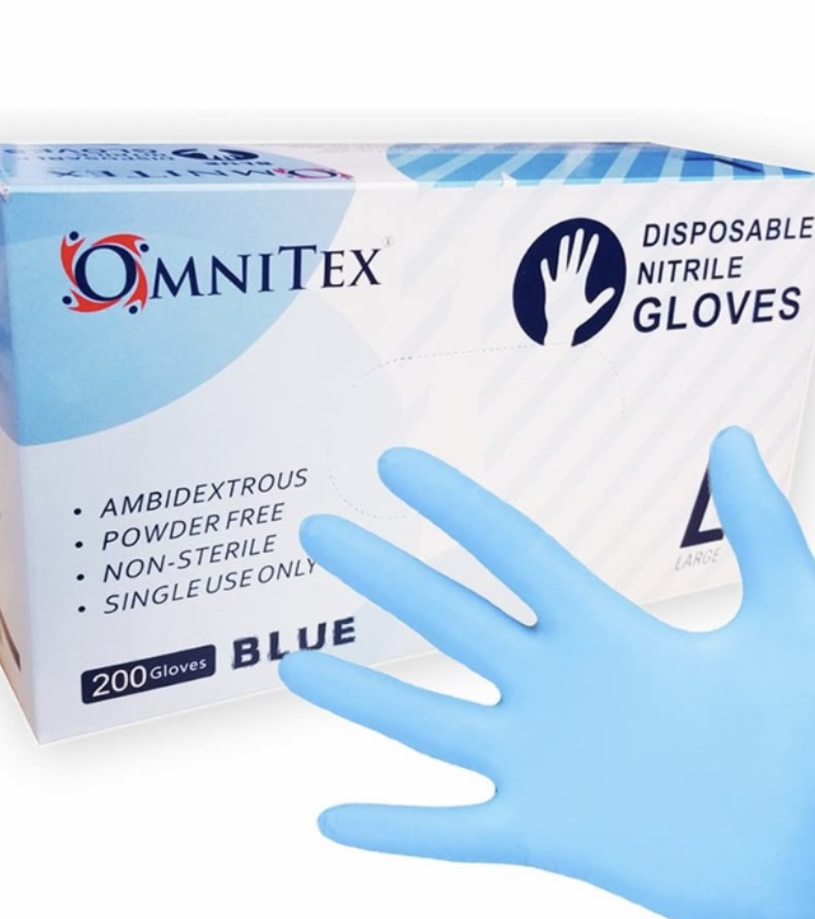 Omnitex  Medium Blue Powder Free Nitrile Gloves 
